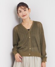 ラメリブVネックカーディガン