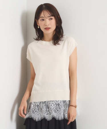 裾レースフレンチニット