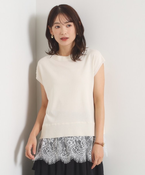 裾レースフレンチニット