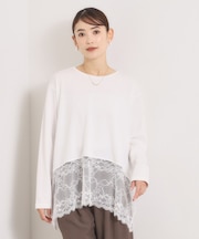 ヘムレースロングTシャツ