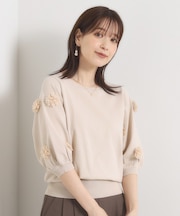 花モチーフ袖ニット