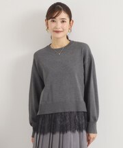 裾レースニット