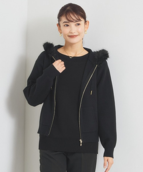 フェイクファー付きニットパーカー｜イッツデモの通販｜&mall（アンド