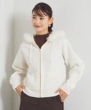 フェイクファー付きニットパーカー