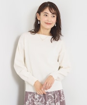 【縮みに強いタフニット】洗えるボートネックニット