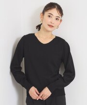 【縮みに強いタフニット】Vネックニット