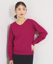 【縮みに強いタフニット】Vネックニット