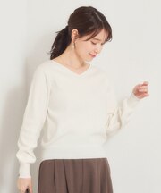 ラメ総針Vネックニット