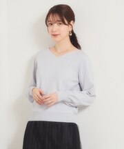 ラメ総針Vネックニット