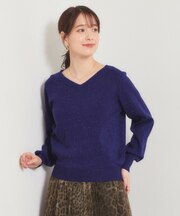 ラメ総針Vネックニット