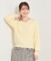ラメ総針Vネックニット