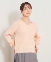 ラメ総針Vネックニット