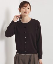 配色クルーニットカーディガン