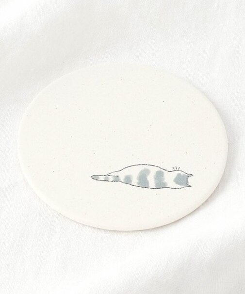 陶器珪藻土コースター neko うたたね