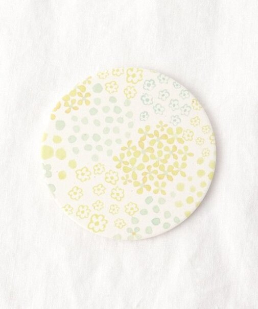陶器珪藻土コースター ステンドフラワー YE
