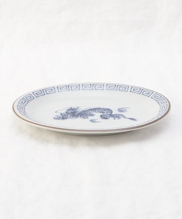 レトロ中華 楕円皿 青龍