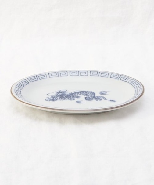 レトロ中華 楕円皿 青龍