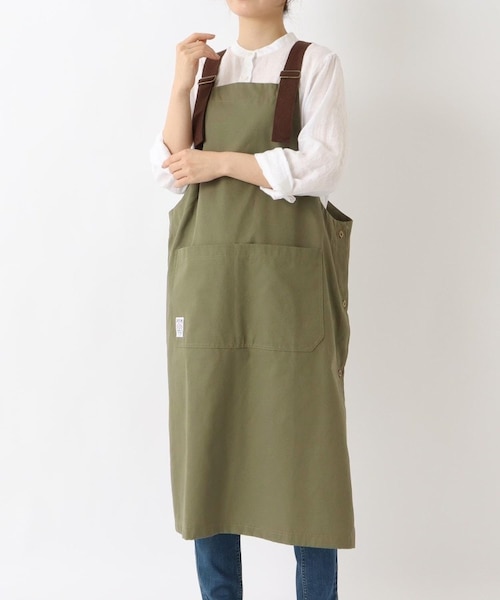 カバーオールロングエプロン カーキ ＜FABORI ファボリ＞｜トゥーワン
