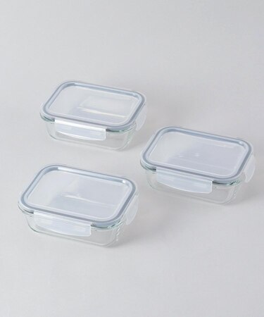 耐熱ガラス保存容器3P レクタングル <atomico アトミコ>