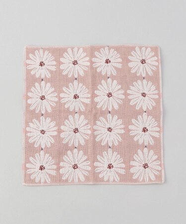 3重ガーゼハンカチ　白い花