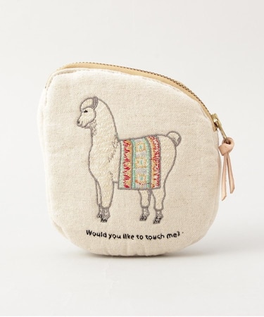 コットンリネン刺繍ポーチ アルパカ