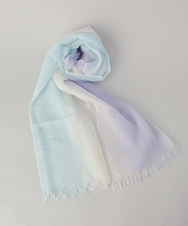 軽くて柔らかいシルク混ストールバネル 藤×薄青緑 ＜絹屋＞