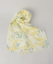 チクチクしない麻ストールミモザのブーケ YE ＜絹屋＞