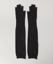 内側シルク混5本指アームカバー ロング 鉄黒 ＜絹屋＞