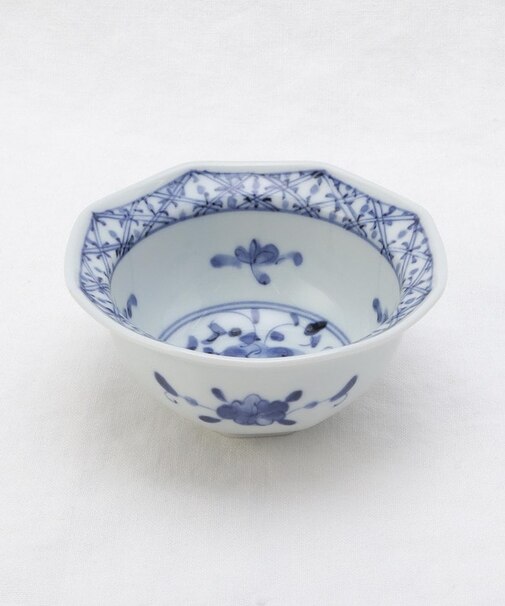藍凛堂 八角小鉢 格子花紋