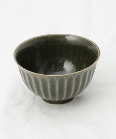 ケイプ 削ぎ茶碗 オリベグリーン