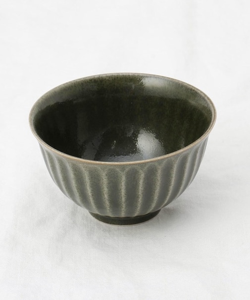ケイプ 削ぎ茶碗 オリベグリーン