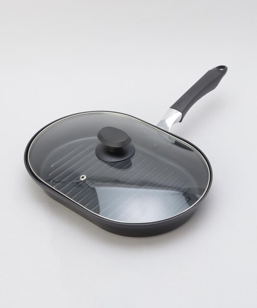 グリルファン ふっ素加工IH対応ガラス蓋付ワイドパン