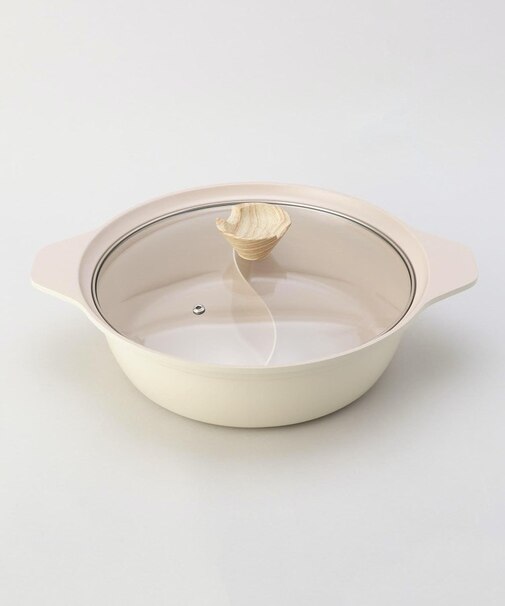 フィオーレ セラミック加工IH対応ガラス蓋付二食鍋26cm
