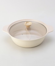 フィオーレ セラミック加工IH対応ガラス蓋付二食鍋28cm