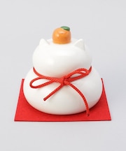 陶器の猫鏡餅 L