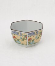 六角鉢 茶銀彩