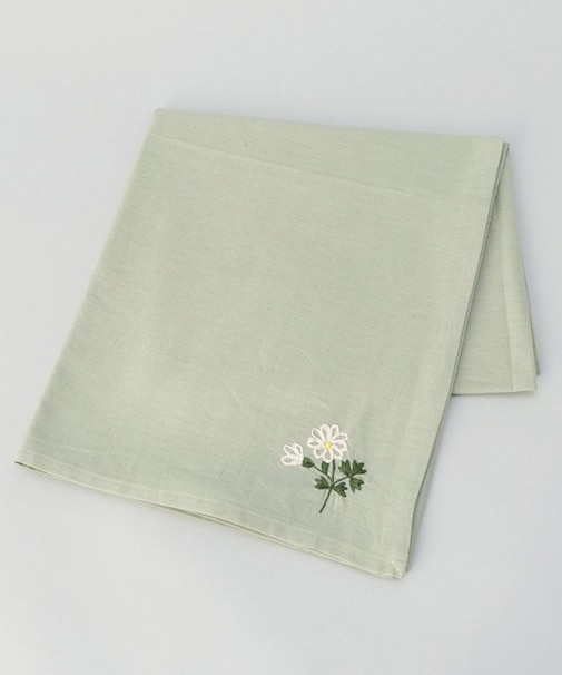 刺繍フラワー マーガレット マルチクロス 130x130cm GR ＜212Kオリジナル ＞
