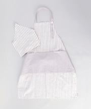 ブロックストライプ リネンコットン キッズエプロン・三角巾セット LPU ＜212Kオリジナル ＞