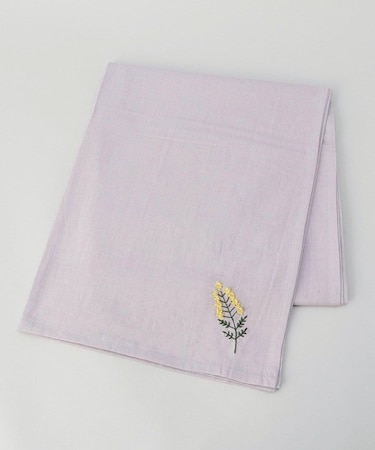 刺繍フラワー ミモザ マルチクロス 130x130cm PU ＜212Kオリジナル ＞