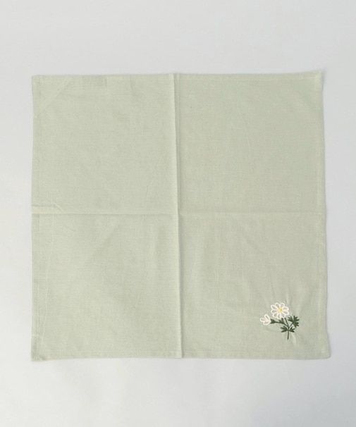 刺繍フラワー マーガレット マルチクロス 50x50cm LGR ＜212Kオリジナル ＞