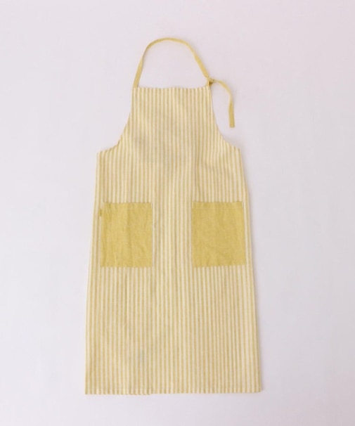 ブロックストライプ リネンコットン フルエプロン LM <212Kオリジナル >