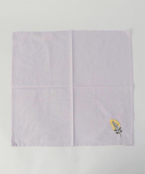 刺繍フラワー ミモザ マルチクロス 50x50cm LPU ＜212Kオリジナル ＞