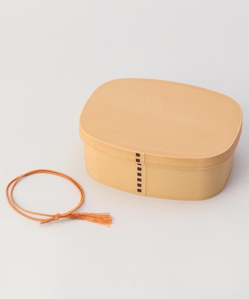 抗菌わっぱワンタッチ一段ランチボックス(大)(仕切付) 白木