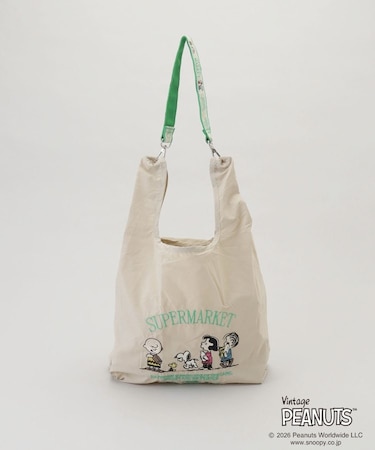 PEANUTS ストラップ付きショッパーバッグ BEIGE