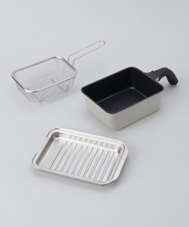 角型揚げ鍋 フライバスケット付き グレージュ ＜Toffy  トフィ＞