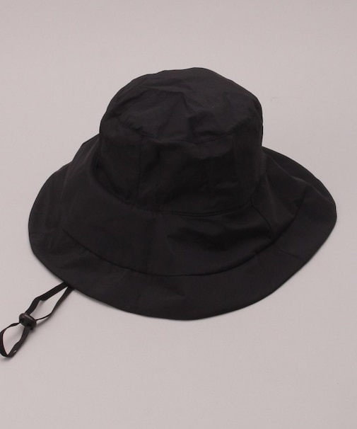 メッシュポケット付ナイロンブリムハット BK