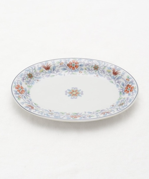 五彩牡丹 楕円皿