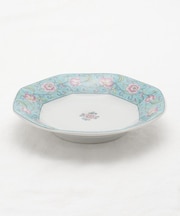 緑彩牡丹 八角中華皿