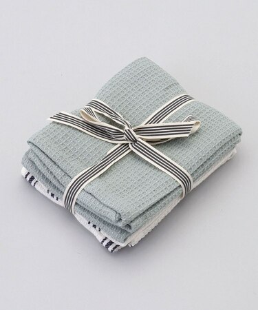 100% COTTON キッチンクロス ワッフル2枚セット GY ＜212Kオリジナル＞
