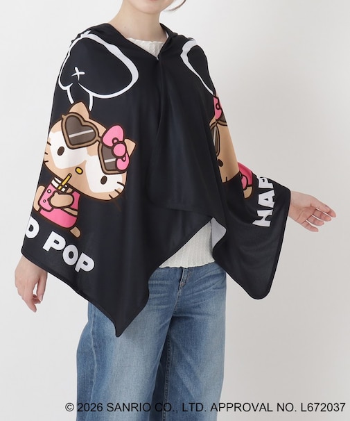 日焼けハローキティ 冷感タオルポンチョ LEOPARD BK